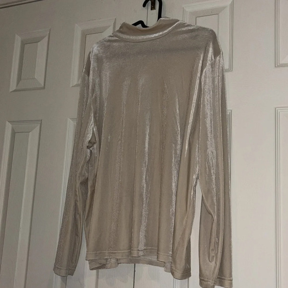Monte Carlo shiny velvet high neck long sleeve  top Sz L - Picture 1 of 11